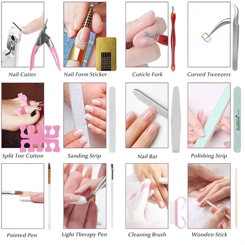 Kit De Uñas De Acrílico Con Polvo Líquido Brillo Tips
