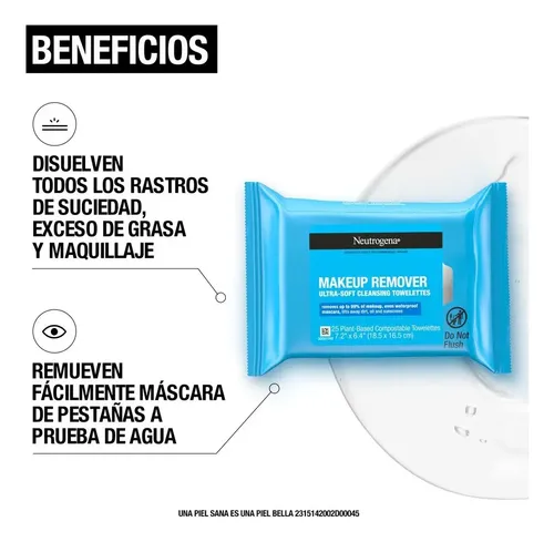 Toallitas Desmaquillantes Neutrogena Piel Sensible X 25 Un.