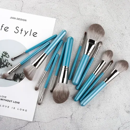 Set De 13 Brochas De Maquillaje Con Estuche De Cuero