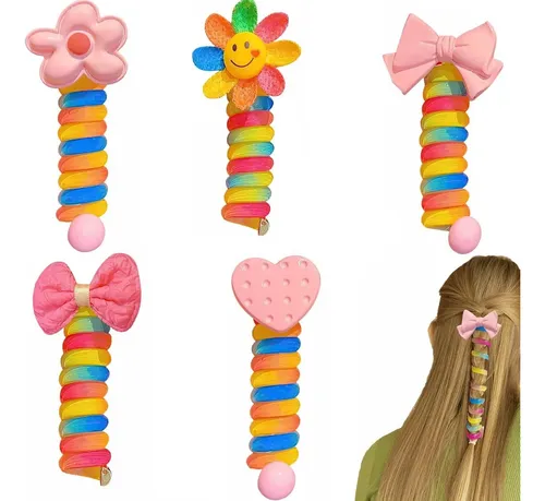 5pcs Gomas Para El Pelo Diademas En Espiral,línea Telefónica