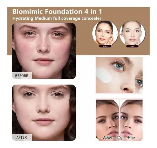 Bio Foundation 4 En 1, Base Hidratante Que Cambia De Color,