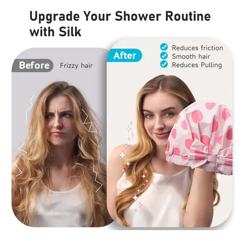Gorro De Baño Impermeable Grande Rosa Con Elástico Ajustab