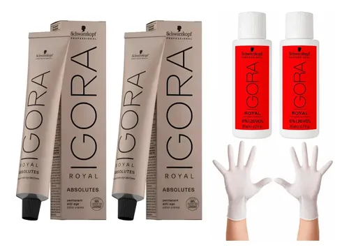 Kit X2 Tintura Igora Royal Absolutes + X2 Oxidante + Guantes