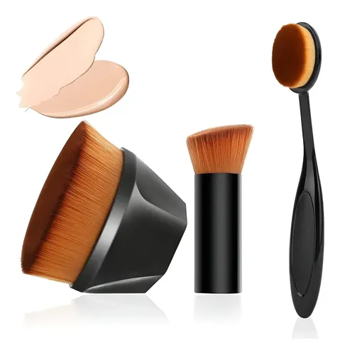 Brochas Kabuki Para Base Con Esponja 3 Piezas