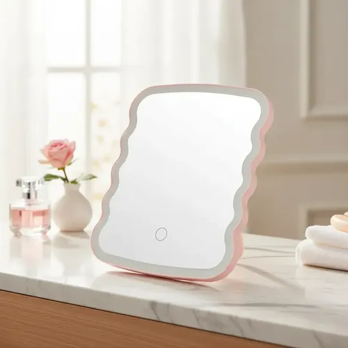 Espejo Maquillaje Luz Led Ondulado Aesthetic Tactil Usb