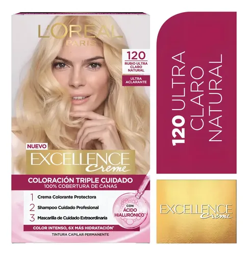 Kit Tintura Excellence Creme de L’Oréal Para Rubio Ultra Claro Natural 120 Sin Amoníaco