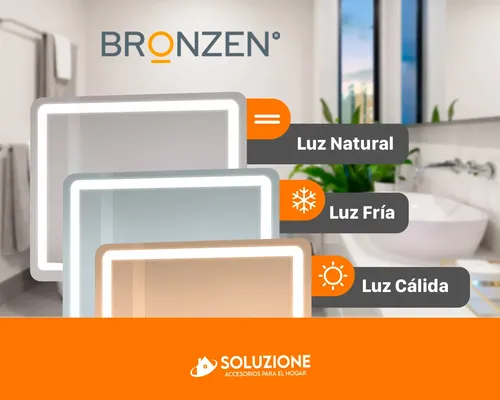 Espejo Horizontal Inteligente Luz Led 120x90cm Bluetooth