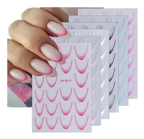 Sticker Francesa 5d X 5 Colores Manicuria
