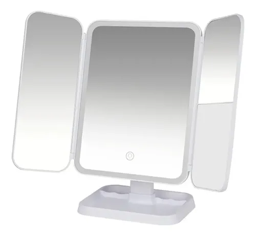 Espejo Luz Led Usb Triple Aumento Maquillaje Belleza 241344