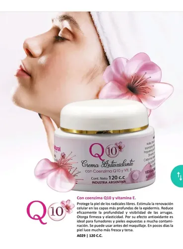 Crema Facial Antiarrugas Q10 Con Vit E Grande X 120 C.c