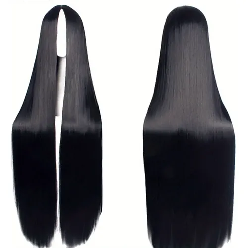 Peluca De Cosplay De Anime For Mujer, Larga, Recta, Negra.