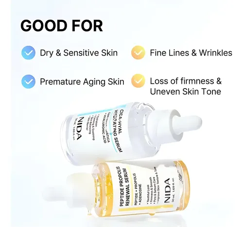 Rutina Facial Nida 4 Piezas Sérum Ojos + 2 Sérums + Crema