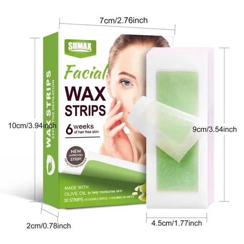 Set Tiras Cera Cejas Rostro 2 Caras 60 Uds Depilación