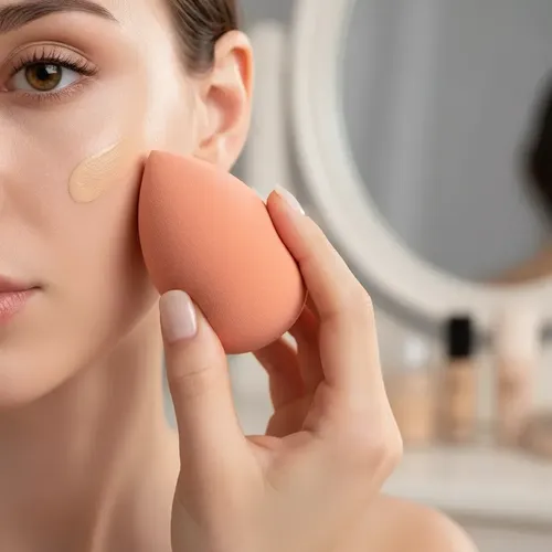 Esponja Gota Blender Para Maquillaje Con Estuche Marrón Claro Mediana