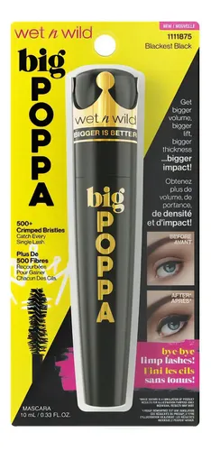 Wet n Wild Mascara de Pestañas Big POPPA Washable Color Negro Blackest Black