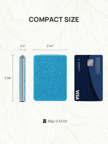 Espejo Compacto Omiro Glitter Pu Con Aumento De 1x/3x, Azul