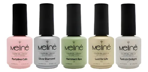 Kit X 5 Esmaltes Semipermanente Meline Gel Led Uv