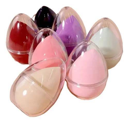 1 Esponja Maquillaje Caja Almacenamiento 2 Puffs Suave Color Aleatorio / 2 Piezas