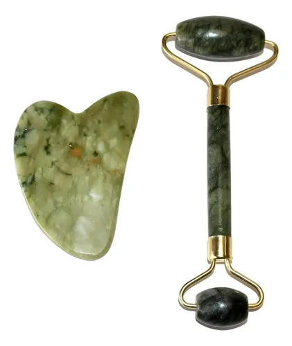 Rodillo Facial Piedra Jade Verde Laima Rostro Cuello Masajeador Guasha