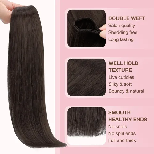 Extension Cortina De Pelo Humano Real 35cm 100g Marron Claro
