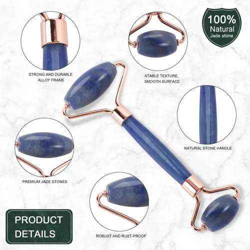 Rodillo Facial Xyzbstar Jade Y Gua Sha Masajeador Azul