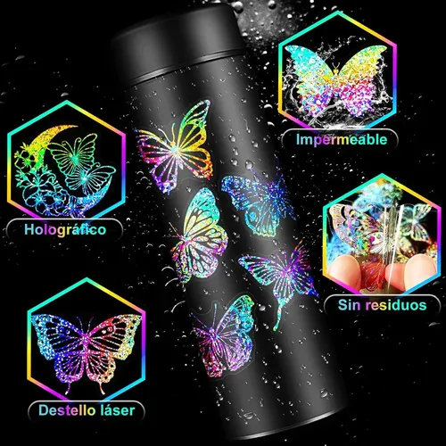 100pc Pegatina De Mariposa De Brillo Holográfico