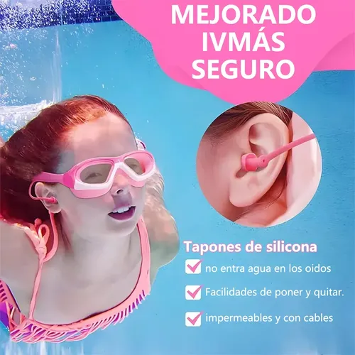 Kit 5en1 Googles Natacion Y Gorro De Baño Para Niños Y Niñas