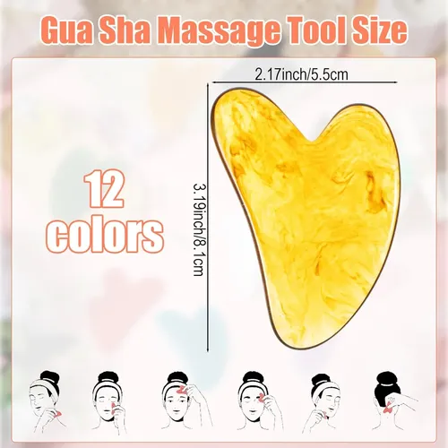 Set 24 Gua Sha Corazón Colores Masaje Facial Y Corporal
