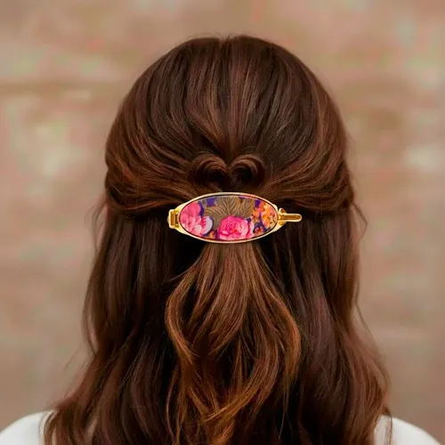 Hebilla Para Cabello Grandes Con Diseño Floral X 12 Unidades