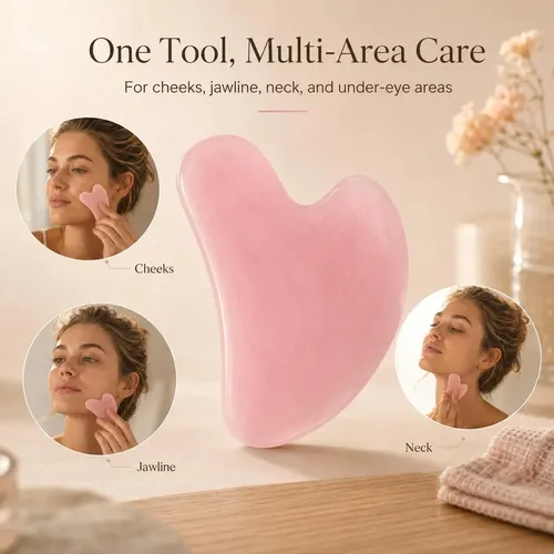 Piedra Gua Sha Cuarzo Rosa Facial Y Corporal