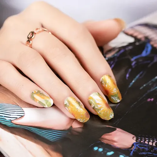 Pegatinas De Uñas Con Forma De Girasol, Película De Esmalte