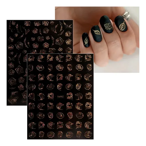 Jmeowio Pegatinas Para Uñas Flores Doradas 12 Hojas