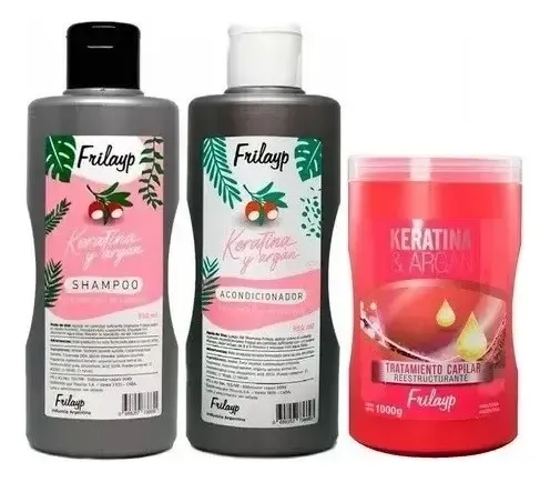 Kit Shampoo+acondicionador+mascara Frilayp Keratina Argán 1l