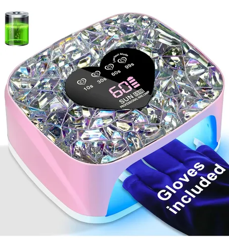 Lámpara Uv Led Para Uñas Rosa Con 4 Temporizadores Y Guant