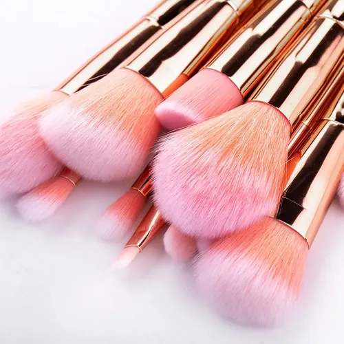 Nuevo Set De 12 Pinceles De Maquillaje En Oro Rosa