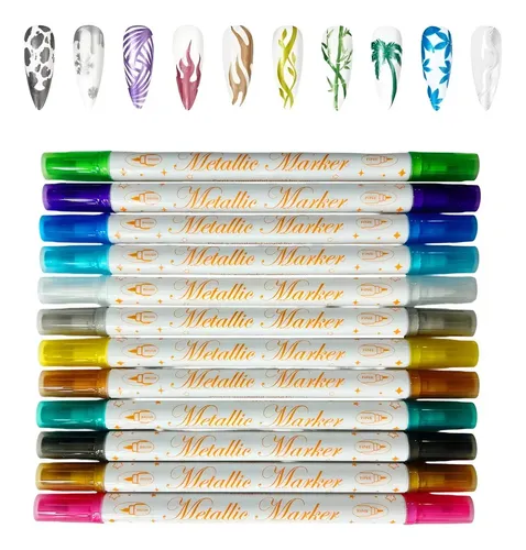 Set X12 Marcadores Para Uñas Decoración Líner Pincel Fibra