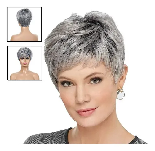 Pelucas De Mujer, Cabello Corto, Cabello Humano, Tallas . .
