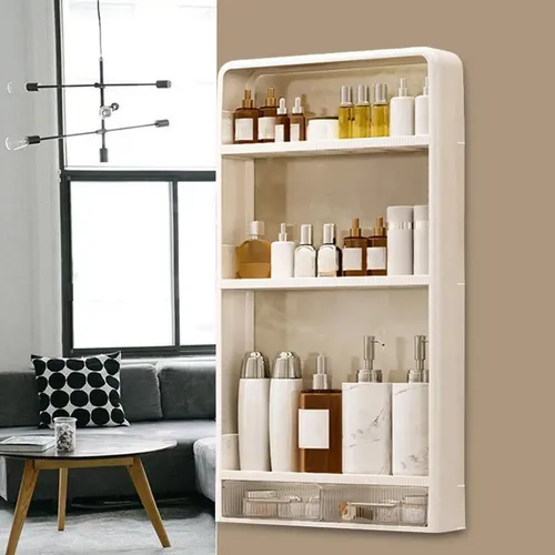 Estante De Baño Colgante Montado En La Pared 40x10x70.5cm