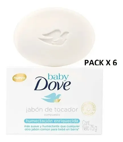 Jabón en barra Dove Baby 75 g pack x 6