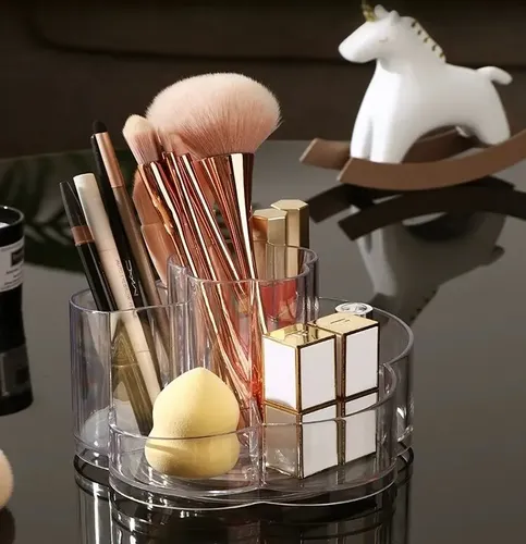 Organizador Giratorio Acrílico Para Maquillaje Brochas