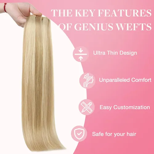 Extension Cortina De Pelo Humano Real 35cm 40g Rubio Reflejo