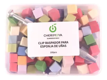 Cherimoya Kit Esponja Y Pinza Para Uñas 100 Unidades