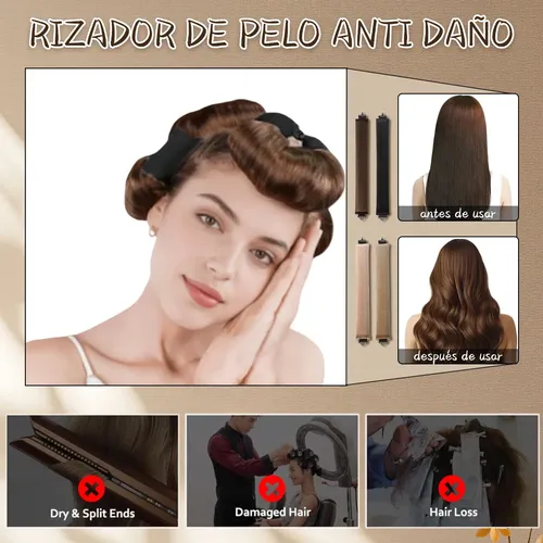 4 Rulos Ondulados Para Rizos Sin Calor Tubo + Gorro De Satín