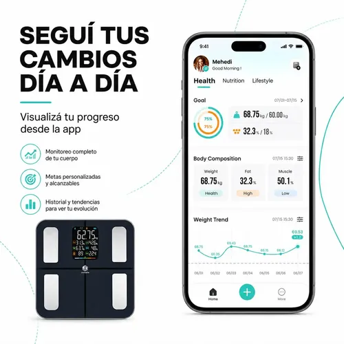 Balanza Digital Inteligente Bluetooth Análisis Corporal Personal 180 kg Bioimpedancia JD iF1334B