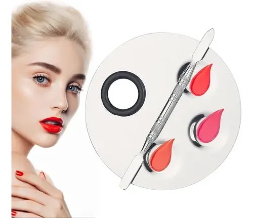 Paleta Mezcladora Maquillajes Con Espátula 3 Formas Acero
