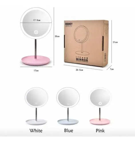 Espejo Maquillaje Luz Led Táctil 3 Tonos Usb Makeup