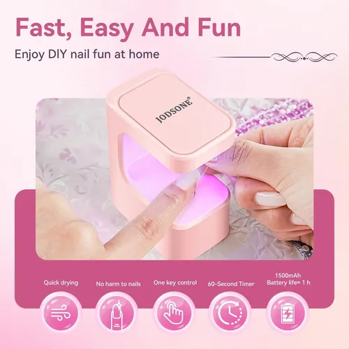 Lámpara Led Uñas Recargable Portátil Rosa Con Timer