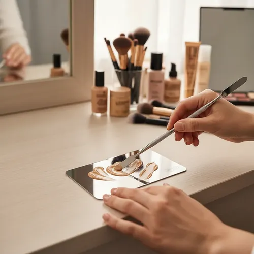 Paleta Mezcladora Y Espátula Maquillaje Acero Inoxidable