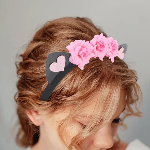 Diadema De Orejas De Gato, Accesorio Lindo Para El Cabello Black And Pink