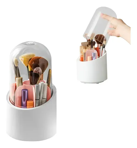 Organizador De Brochas Maquillaje Giratorio 360° Con Tapa